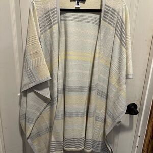 St. John Cream and Gray Striped Poncho